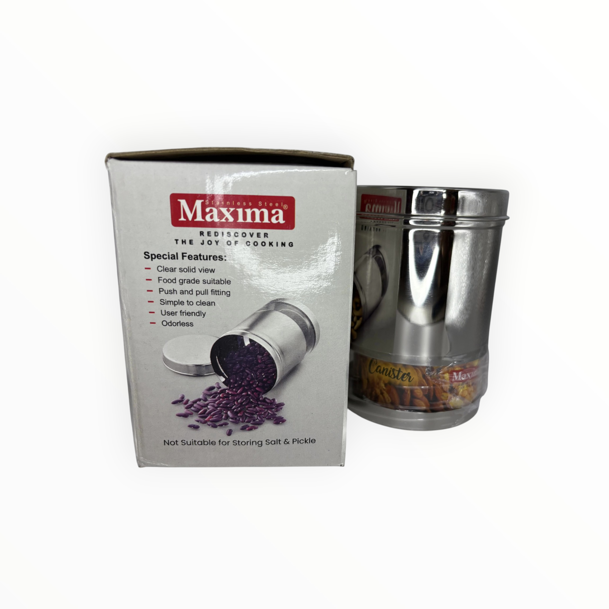 Maxima Stainless steel - Sunshine Cannister 900ml (Set of 2 cannisters); Glossy