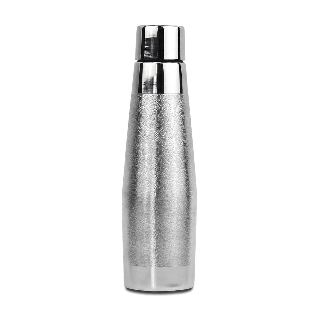 Curve Etching Nickle Bottle (Silver colour)