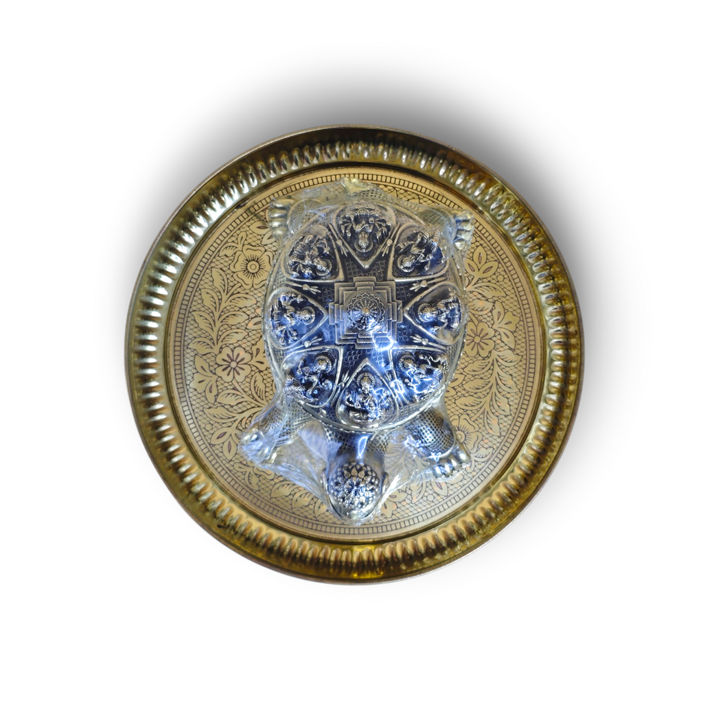 Decorative Turtle Figurine with brass thali
