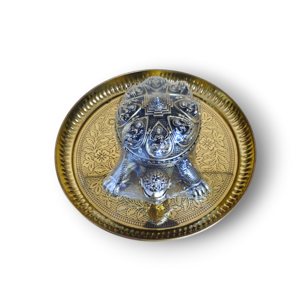 Decorative Turtle Figurine with brass thali