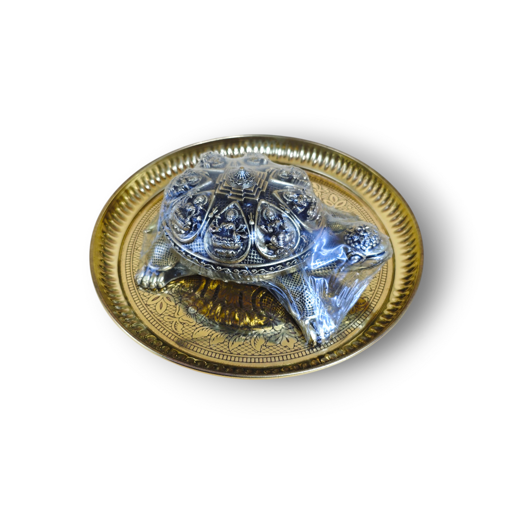 Decorative Turtle Figurine with brass thali