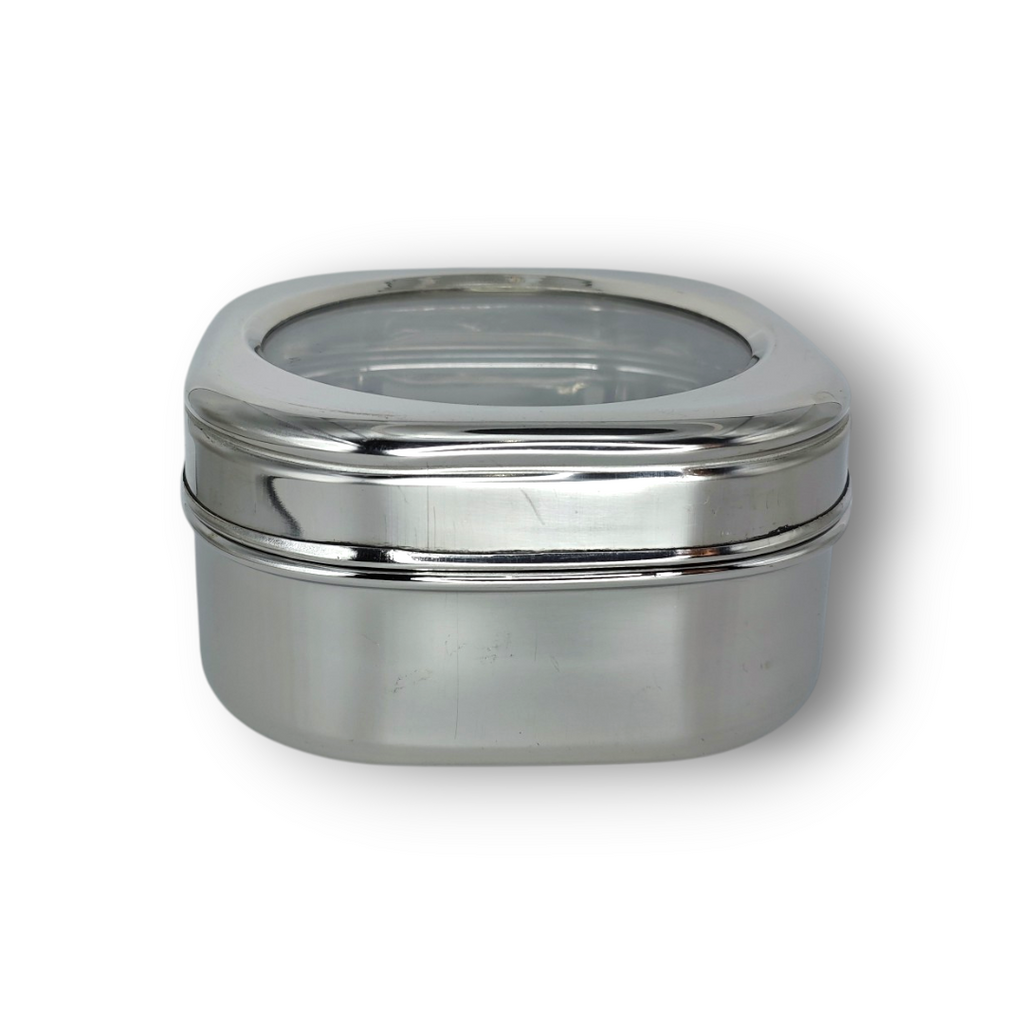 Premium Steel Tiffin Box – Transparent Cover (No. 6)