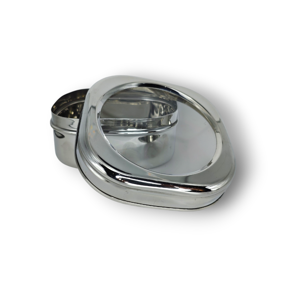Premium Steel Tiffin Box – Transparent Cover (No. 6)