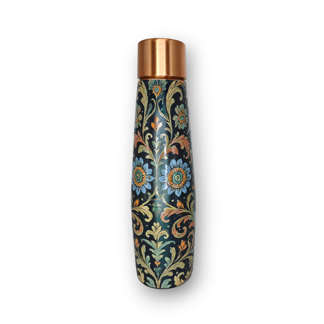 Copper Bottle | Bird Motif | UV Printed Design | Pure Copper Water Bottle for Health & Wellness | 900 ml Capacity