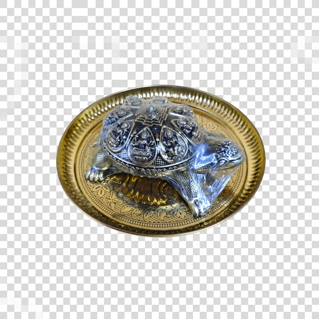Decorative Turtle Figurine with brass thali